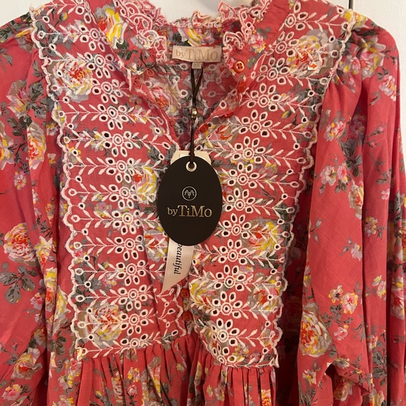 NWT: By Timo Floral Eyelet Blouse size XL - Picture 3 of 8